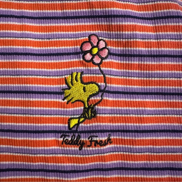 Teddy Fresh x Peanuts Woodstock Striped Ribbed Tank Top S Y2K Streetwear - Picture 4 of 7